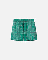 Green extended length swim trunks