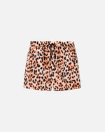 Leopard printed extended-length swim trunks
