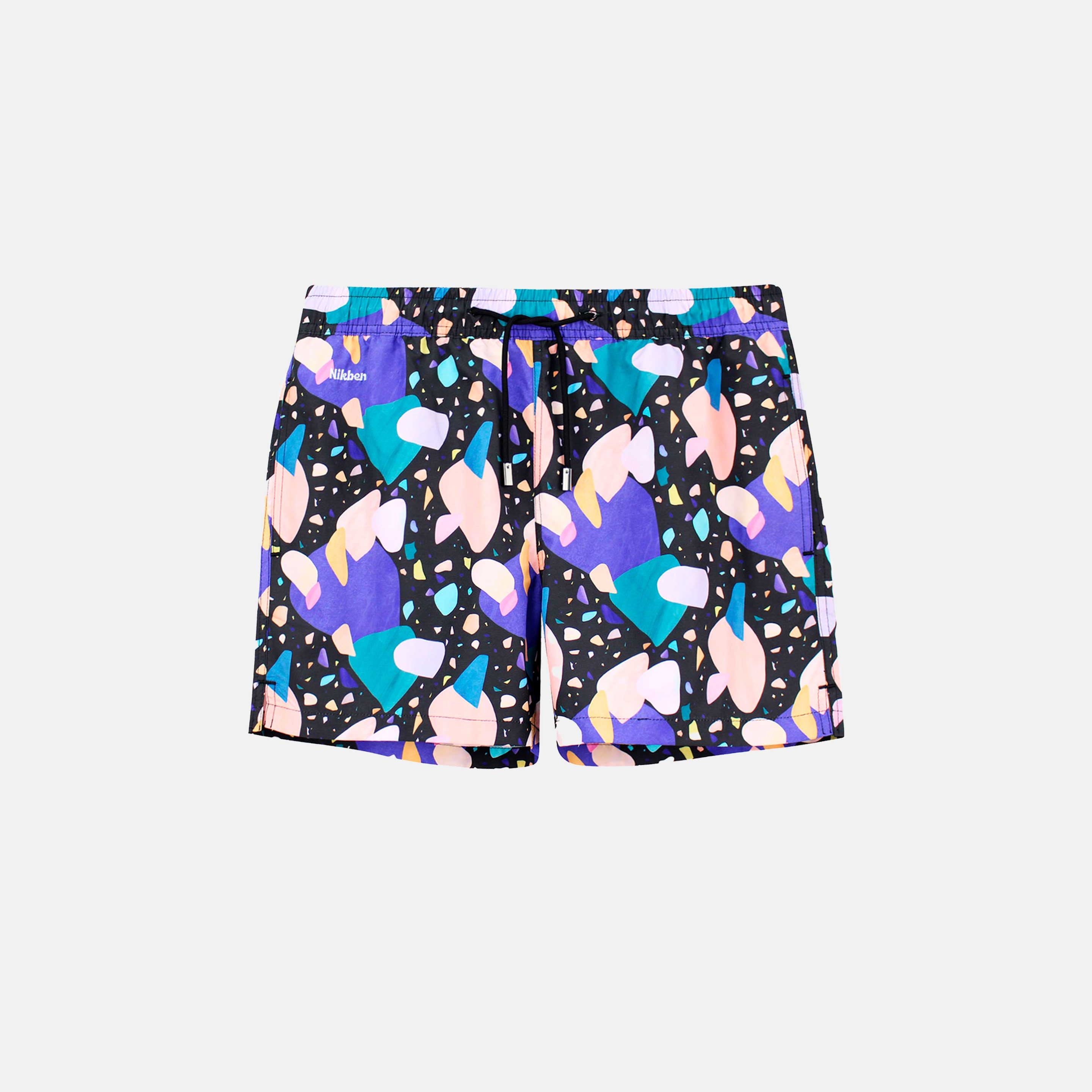 Multicolor swim trunks with logo and drawstring