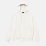 Off White hoodie made from terry toweling cloth. It features drawstrings, a single front pocket, and a white embroidered "Nikben" logo on the chest