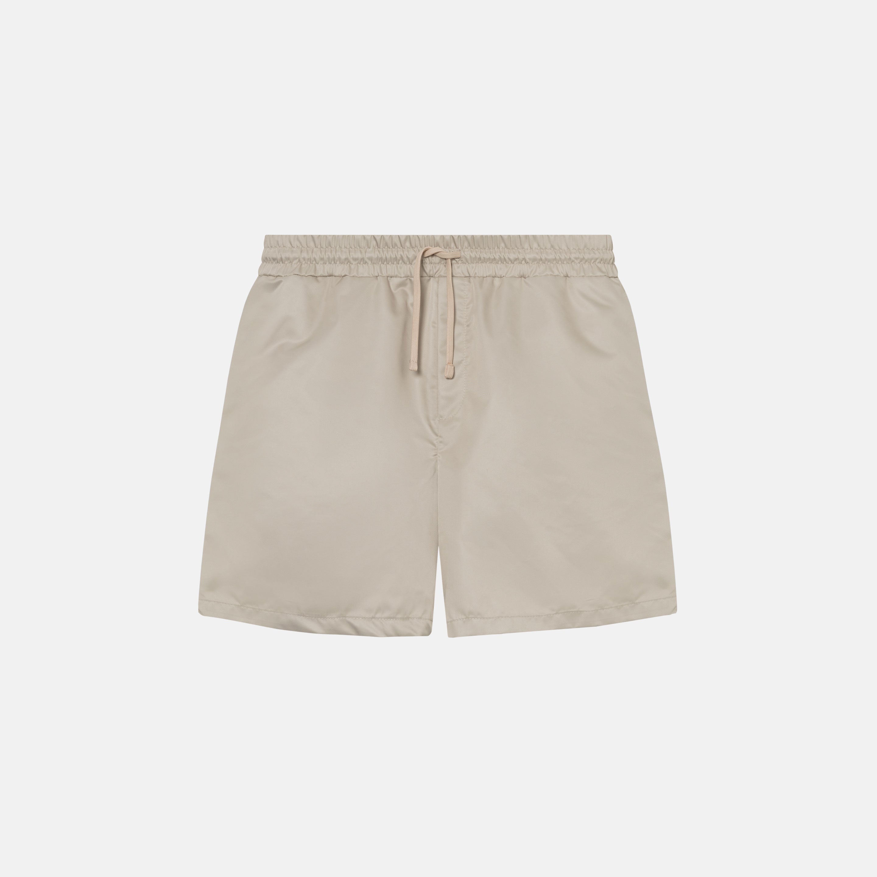 Beige polyester shorts with drawstrings