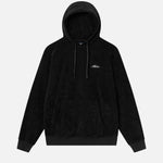 Black hoodie made from terry toweling cloth. It features drawstrings, a single front pocket, and a stitched "Nikben" logo on the chest.