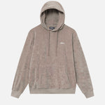 Beige hoodie made from terry toweling cloth. It features drawstrings, a single front pocket, and a white embroidered "Nikben" logo on the chest