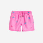 Pink printed kids swim trunks