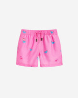 Pink printed kids swim trunks
