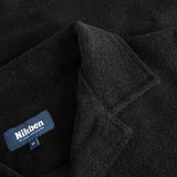 Collar on black shirt in Terry toweling fabric