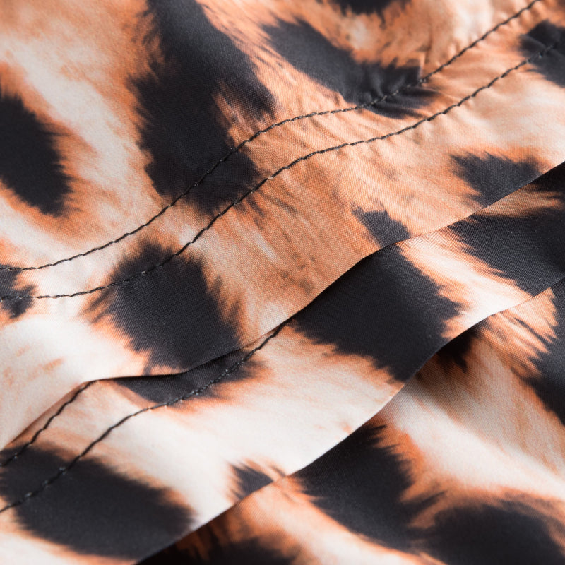 Close up of leopard printed fabric