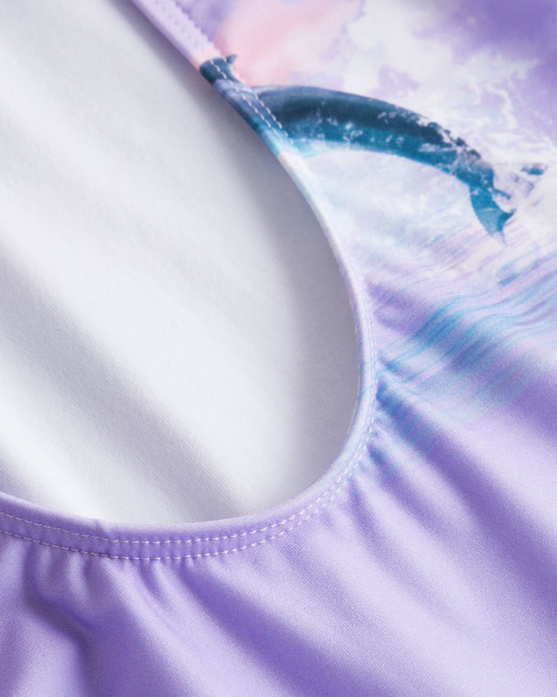 Close up of purple swimsuit