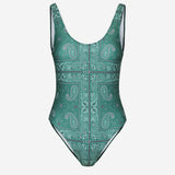 Green patterned swimsuit