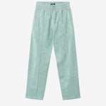 Long green pants in Terry toweling fabric