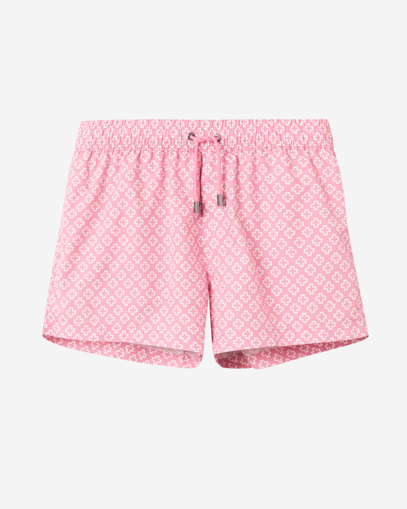 Pink and white swim trunks