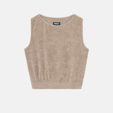 Cashmere colored cropped tank top in terry towelling fabric